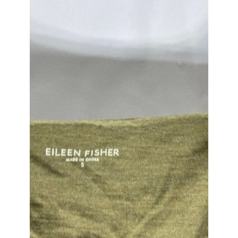 EILEEN FISHER Women's Olive Green Scoop-Neck Solid Silk-Cotton Tank Top SZ S - Picture 8 of 10
